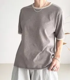 ArgueオーガニックコットンヘンプボーダーTシャツ