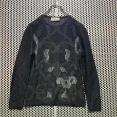 【GENNY MAGLIA】 透かし編み　薄手　ニット　セーター　モヘヤ素材　黒