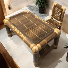 【アジアン家具】バンブーテーブル　ミニバンブーチェアセット　竹