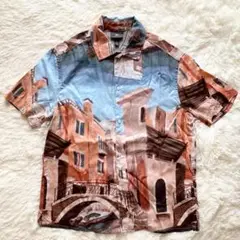 【極美品】H&M 半袖シャツ 風景画プリント イタリア ベネツィア 総柄