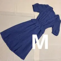 美品｜青花柄｜ヴィンテージ風｜上品半袖ワンピース｜Mサイズ相当｜春夏フォーマル