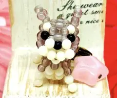 ☆ミニチュアシュナウザーのチャーム③☆ビーズマスコット☆AG☆キーホルダー☆