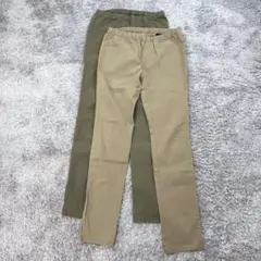 【ズーティー】L パンツ2枚組 モカ カーキ ウエストゴム カジュアル スリム