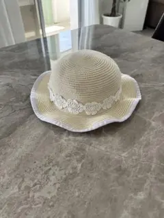 anyFAM フリル付き麦わら帽子 52cm