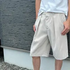 新品タグ付き【タック×ルーズ】ハーフパンツ｜XS ベージュ系 フレンチカジュアル