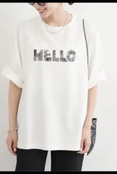 フレームワーク　framework ★度詰め天竺HELLO Tシャツ　ホワイト