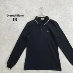 a1796＊Grand Slam 長袖ポロシャツ　黒【2】ワンポイント　シンプル