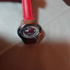 レッドレザー クォーツ腕時計