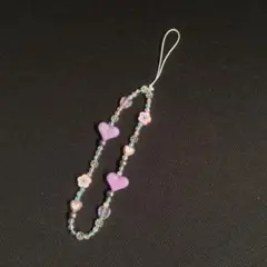 ハートとお花のハンドメイド携帯ストラップ