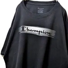 チャンピオン Champion ロゴ Tシャツ ブラック 黒 XL 古着レア