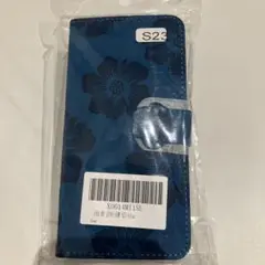 Galaxy S23 手帳型ケース 青い花柄