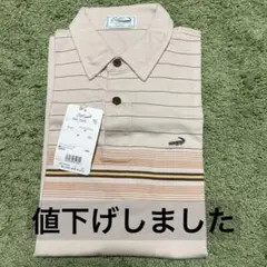 Crocodile ベージュ ストライプ ポロシャツ M