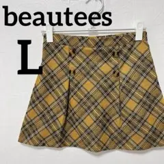 ✨️海外古着✨️beautees 【L】イエローチェックスカート ウエストゴム