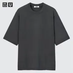 ユニクロユー　クルーネックセーター　 M ダークグレー　半袖ニット