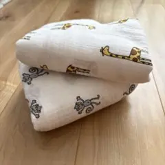コットン製おくるみ・ブランケット キリンとサル