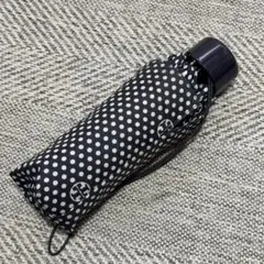 【極美品✨】トリーバーチ　折り畳み傘　水玉　ブランドロゴ　ネイビー　コンパクト ☆未使用タグ付き☆ トリーバーチ ドットロゴ総柄 コンパクト
