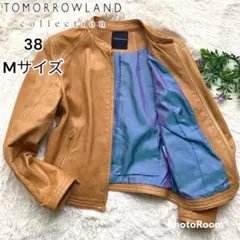 トゥモローランド コレクション ラムレザー ジャケット ノーカラー ライダース