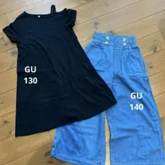 GU ワンピース　ワイドパンツ