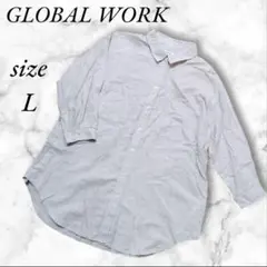 GLOBAL WORK グローバルワーク 七分袖シャツ L ベージュ系 薄手