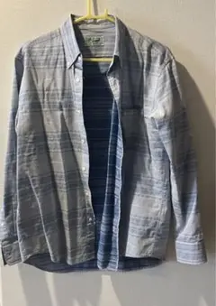 Crocodile 長袖シャツ L 青系 ストライプ