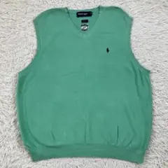 《美品XL良色ビッグシルエット》ラルフローレンVネックコットンニットベスト
