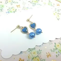 No.997☆ハート（ロイヤルブルー） ピアス イヤリング マスクチャーム