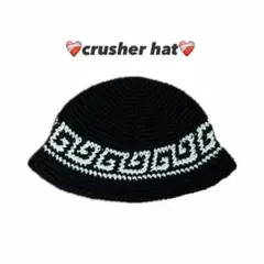 クラッシャーハット クロシェハット バケハット ハンドメイド ブラック