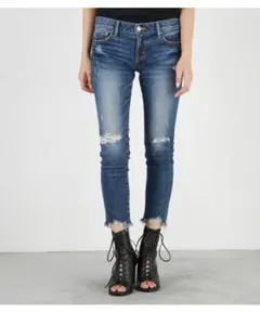 MOUSSY fringe cropped スキニー デニムパンツ