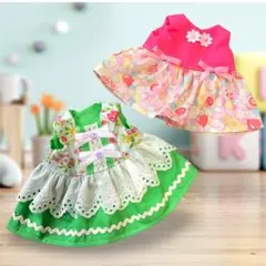 メルちゃんレミンちゃん服79エプロンワンピとワンピース2点セットハンドメイド