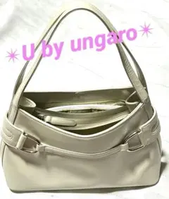 【U by ungaro】アイボリーベージュ／トレンド／合成皮革／ハンドバッグ★