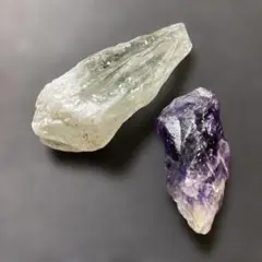 最終値下げ‼️原石ラフロック希少グリーンアメジストとケープアメジスト2個セット