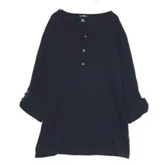 エイチアンドエム　ハーフボタン コットンニット　黒　M