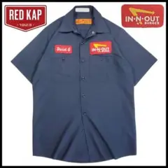 M/ 古着 RED KAP 半袖ワークシャツ ワッペン Burger