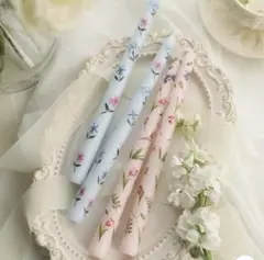 花柄装飾用キャンドル 2色セット 約25cm