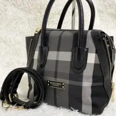 美品　ブルーレーベルクレストブリッジ　2way ショルダーバッグ チェック　黒
