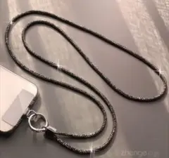 【訳あり】新品　ブラック✧ ショルダータイプストラップ　スマホ　キラキラ 　黒