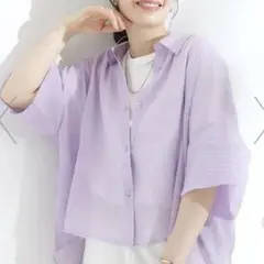 SHOO-LA-RUE シューラルー/ワッシャーシアー半 袖シャツ　パープル