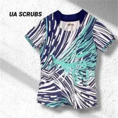 UA SCRUBS ストライプ柄 半袖Tシャツ　ラウンドネック