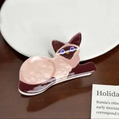 シャム猫 ヘアクリップ バンスクリップ 髪留め 髪飾り 大きめ うちの子 猫