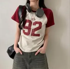 SONA セミクロップ　半袖　Tシャツ　ナンバー　92 ソニョナラ　平成ギャル