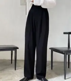 ミームセレクト 太ベルトハイウエストカラータックスラックス