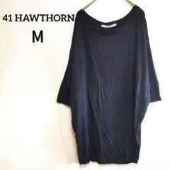 41 HAWTHORN【М】七分袖チュニック トップス 黒/ブラック 古着