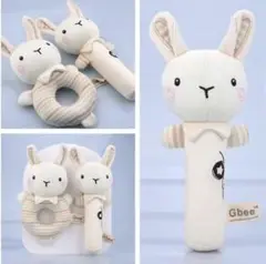【新品】Shinse うさぎ ぬいぐるみ＆ラトル 2点セット 出産やお祝いに