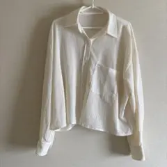 オフホワイト 長袖シャツ Mサイズ