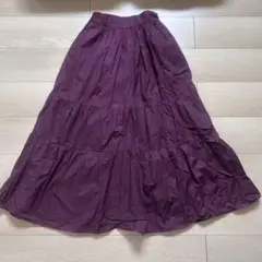 【ナノユニバース】パープル フレアスカート ティアードデザイン　春夏　Fサイズ