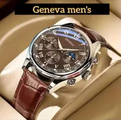 【新品未使用】GENEVA men's クォーツ時計 ブラウン