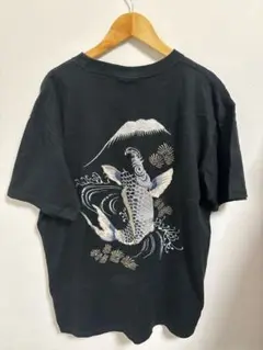 百花繚乱 和柄 刺繍 鯉 富士山 Tシャツ　Lサイズ