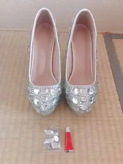 ビジュー付き　パンプス　23cm 結婚式