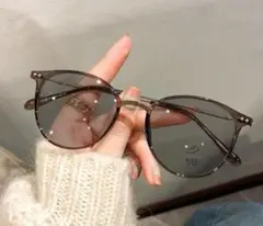 サングラス　モカブラウン　調光　偏光レンズ　伊達メガネ　ボストン　UVカット