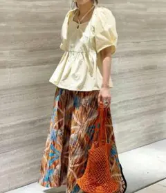 【レイビームス】ペプラムシャツ クリーム 〈美品〉